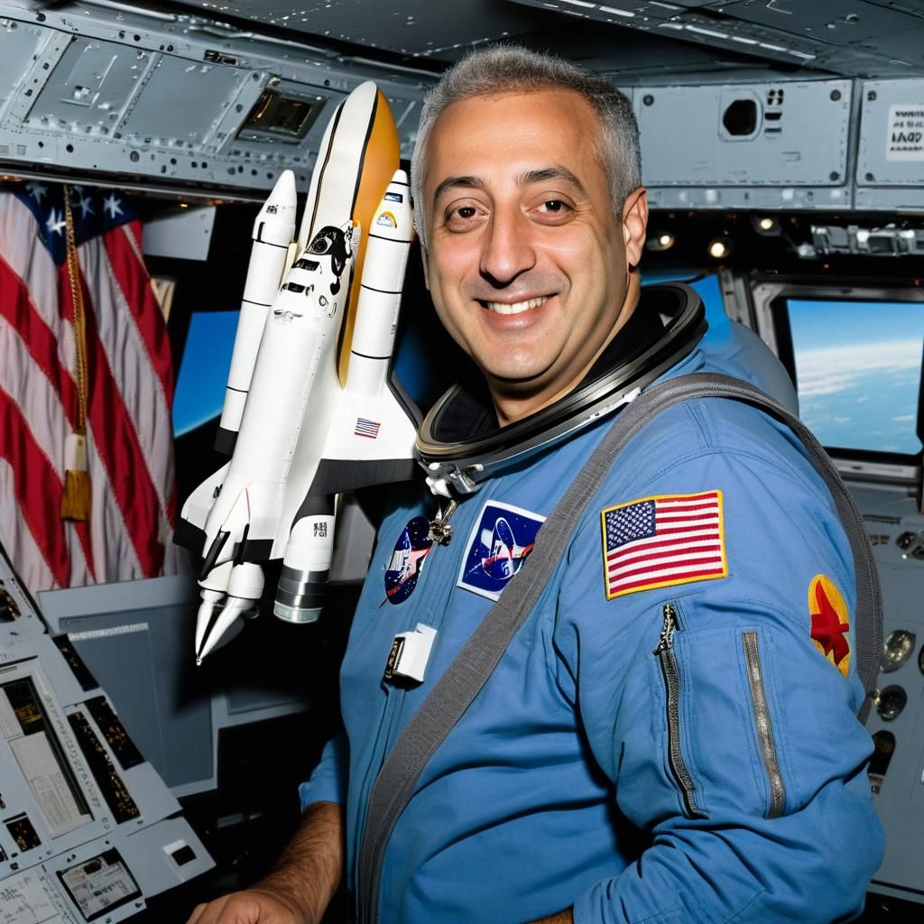 Astronaut Mike Massimino Piloting Space Shuttle Enterprise