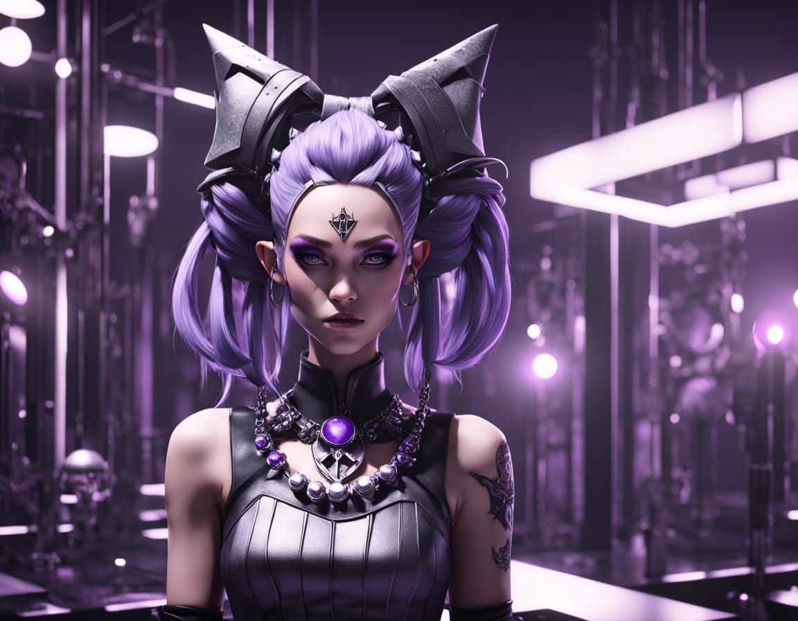 Goth Ahsoka in Cyberpunk Style