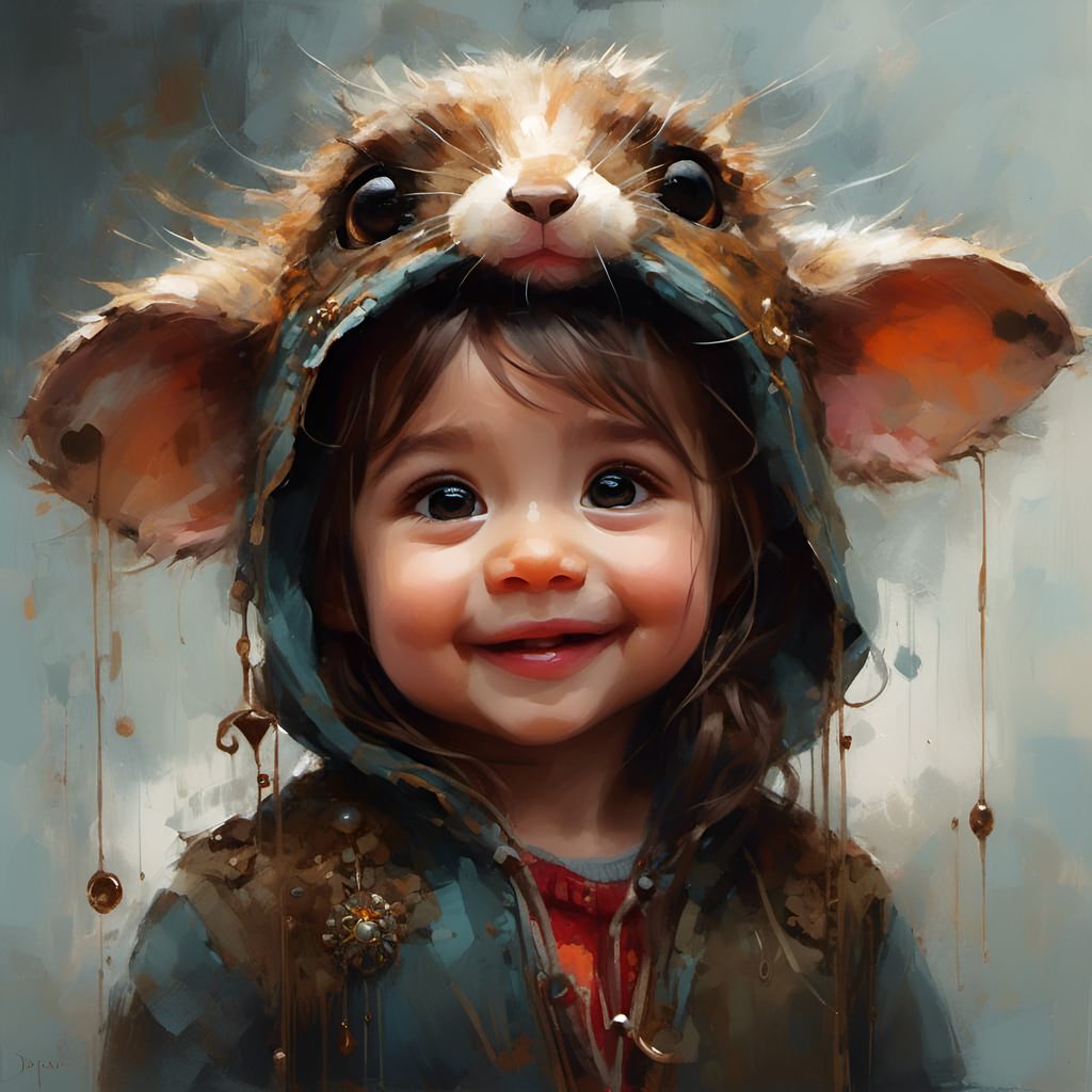 Adorable Subject in Expressive Oil Painting