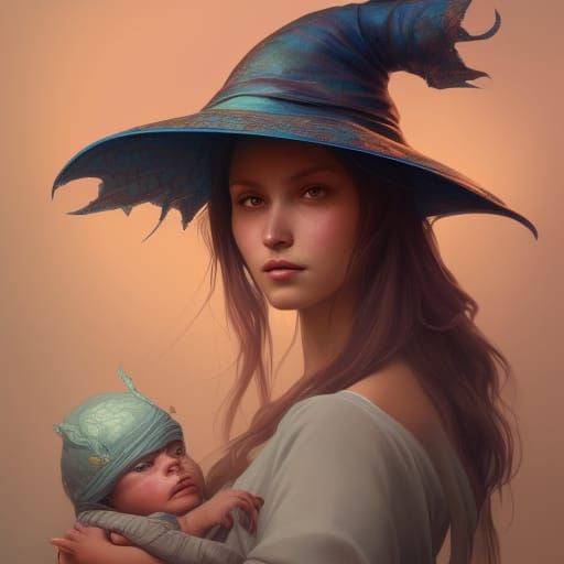 Woma in Witch Hat Portrait, Artgerm Style