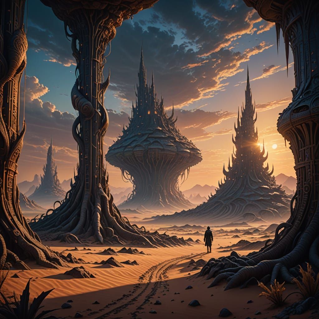 Surreal Desert Odyssey in Vibrant Colors