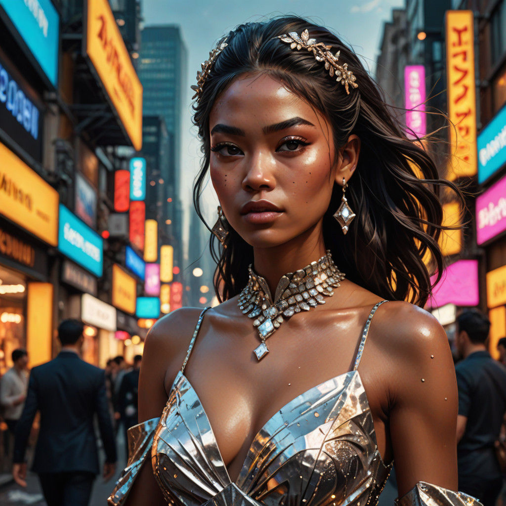 Stunning Mixed Heritage Girl in Diamond-Coated Glamour