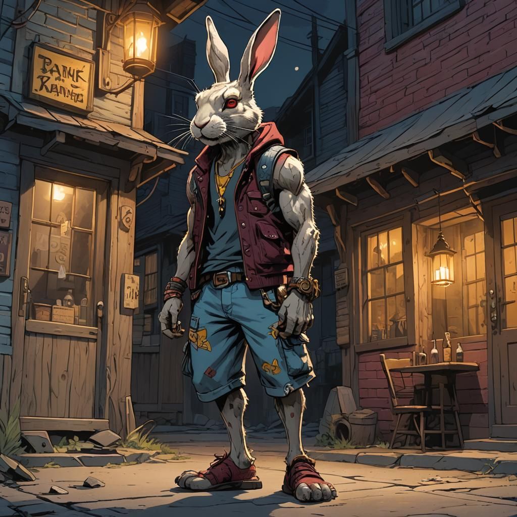 Rabbit Punk Rocker: Dark Fantasy Concept Art