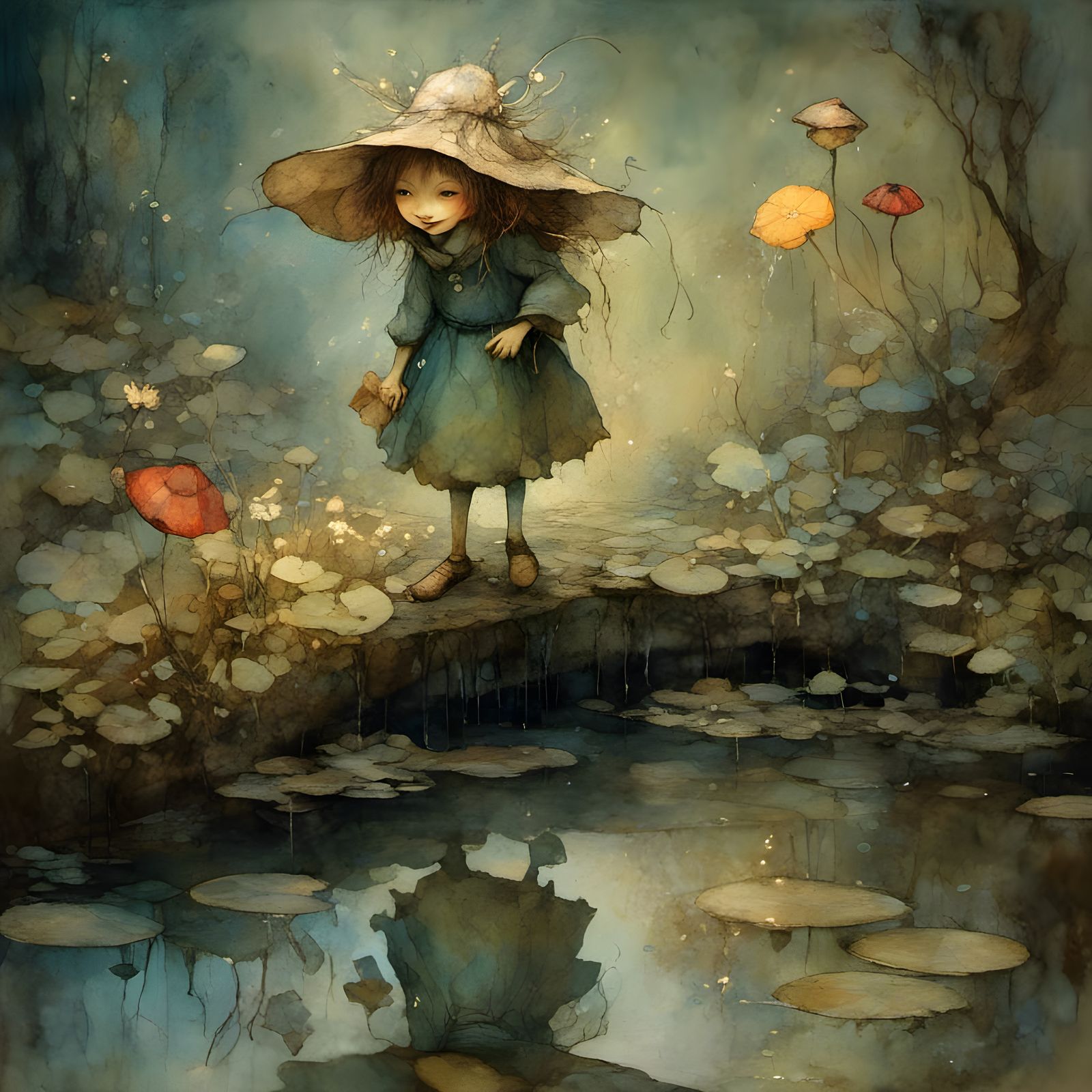 Joyful Puddle Jumping in Vivid Color