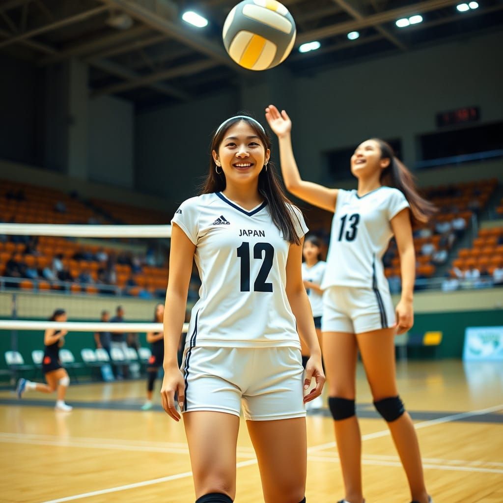 Japanese Volleyball Player in Action