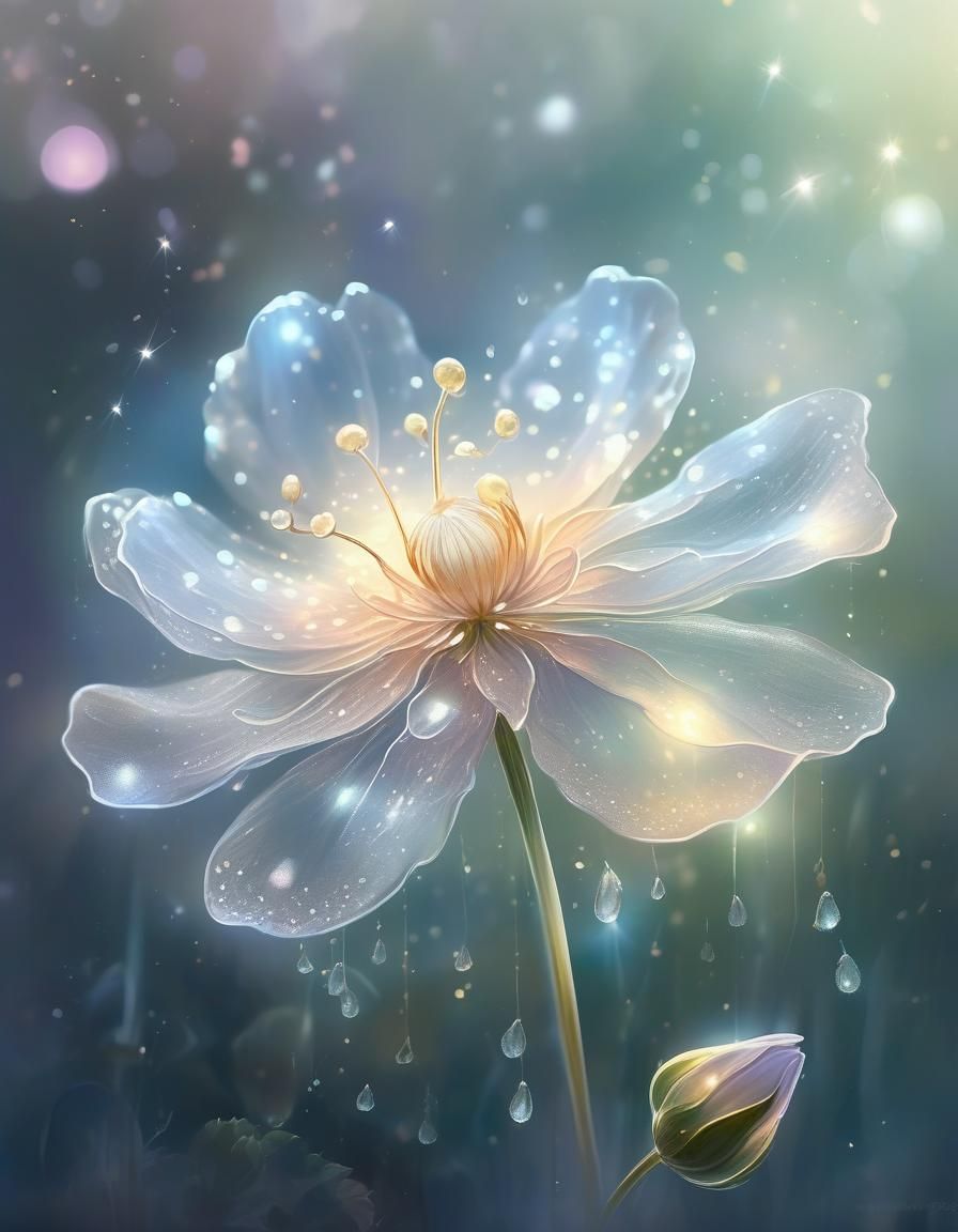 Ethereal Glowing Flower in Dreamy Digital Painting