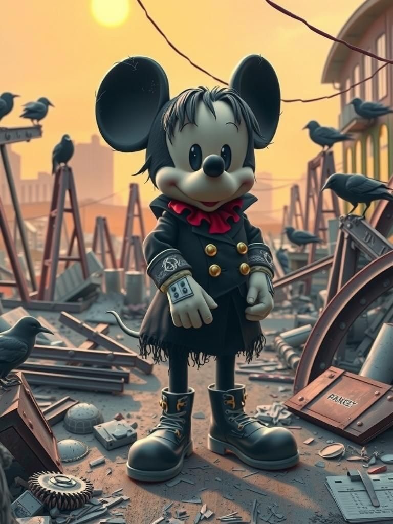 Gothic Mickey Mouse in Post-Apocalyptic Wasteland