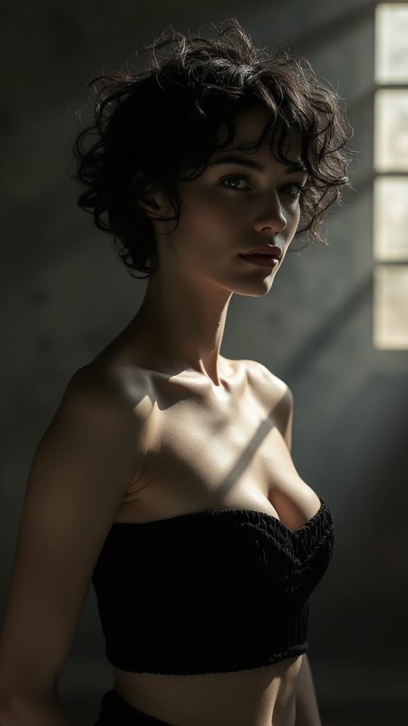 Elegant Woman Portrait with Exaggerated Features