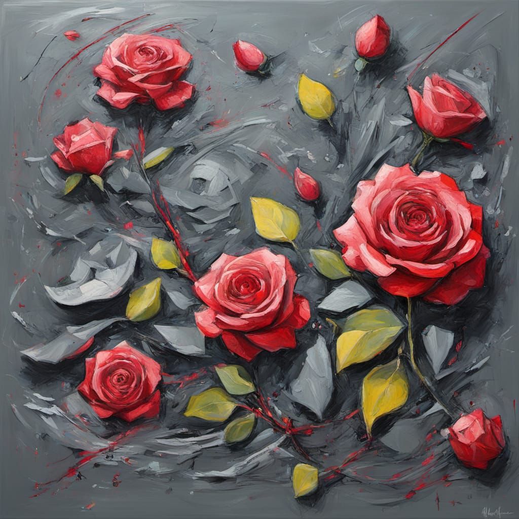 Abstract Surrealism Painting with Cyberpunk and Impressionis...