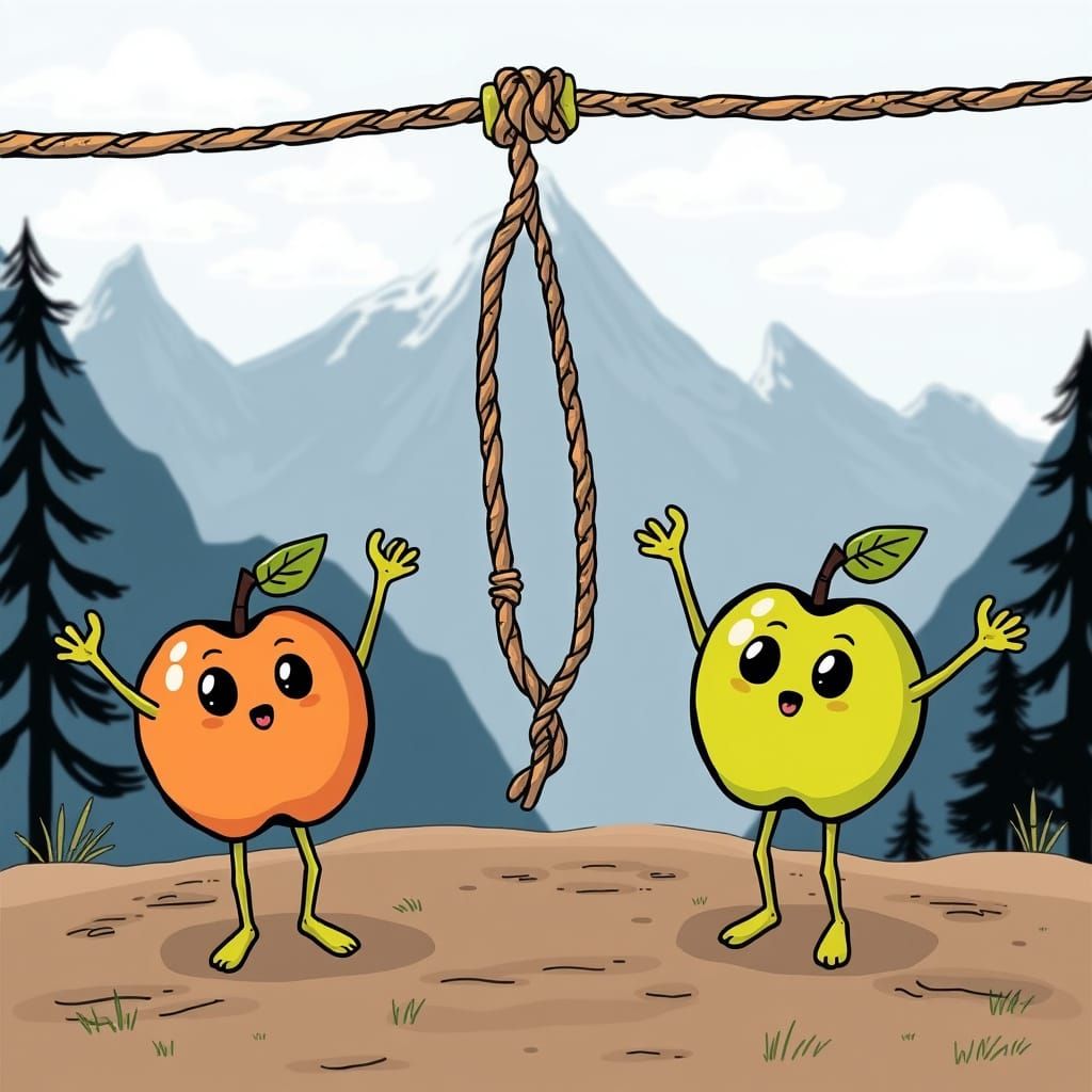 Fruitful Gathering in Vibrant Cartoon Style