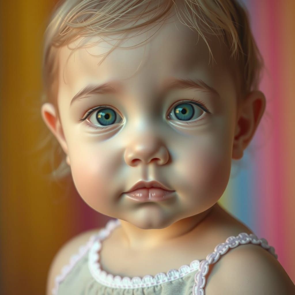 A Delicate Toddler Girl in Hyperrealistic Portrait