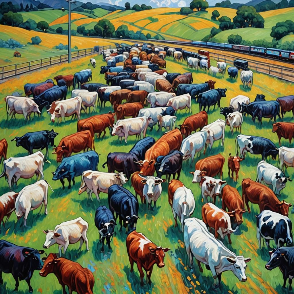 Surreal Dream and Death Search: Neo-Impressionist Oil Painti...