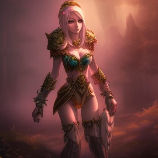 Beautiful Elf RPG Character in Crystal Forest