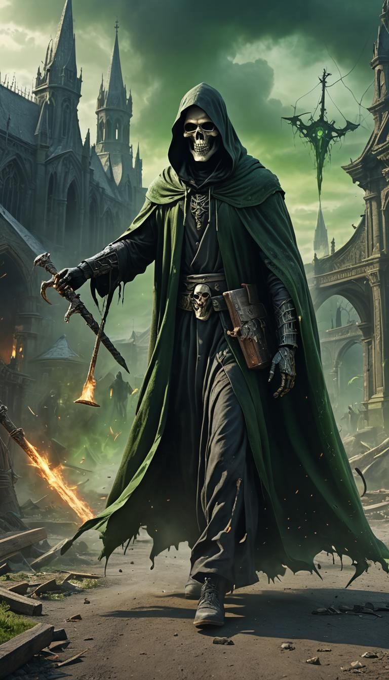 Grim Reaper in Apocalypse, Detailed Matte Painting