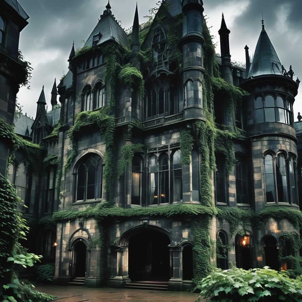 Imposing Castle in Glasgow: A Gothic Biomechanical Vision
