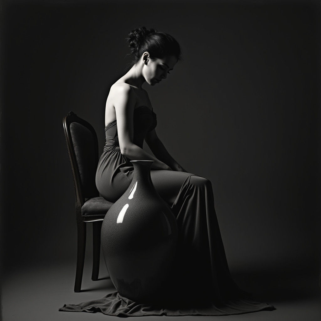 Elegant Woman in Vase, Mapplethorpe Style