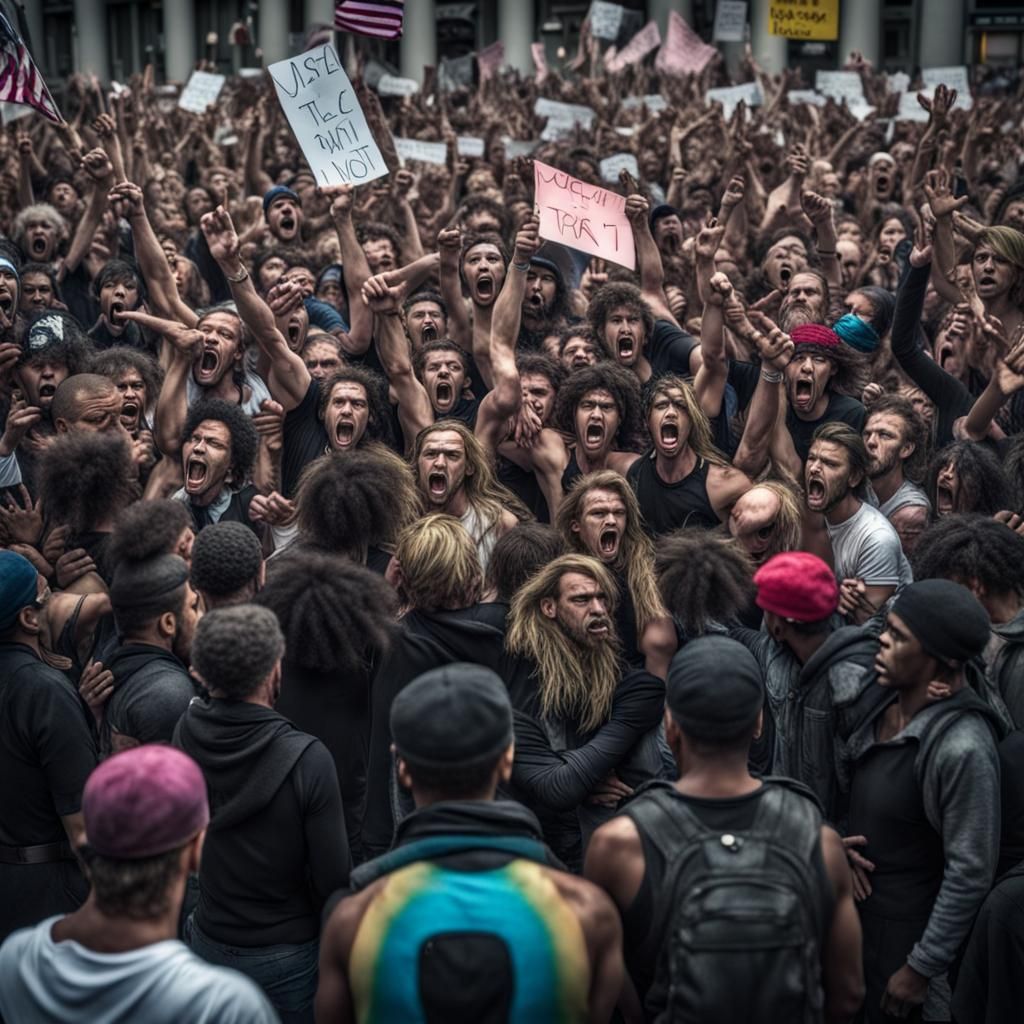 Hyperrealistic Transgender Protest Mob in High Definition
