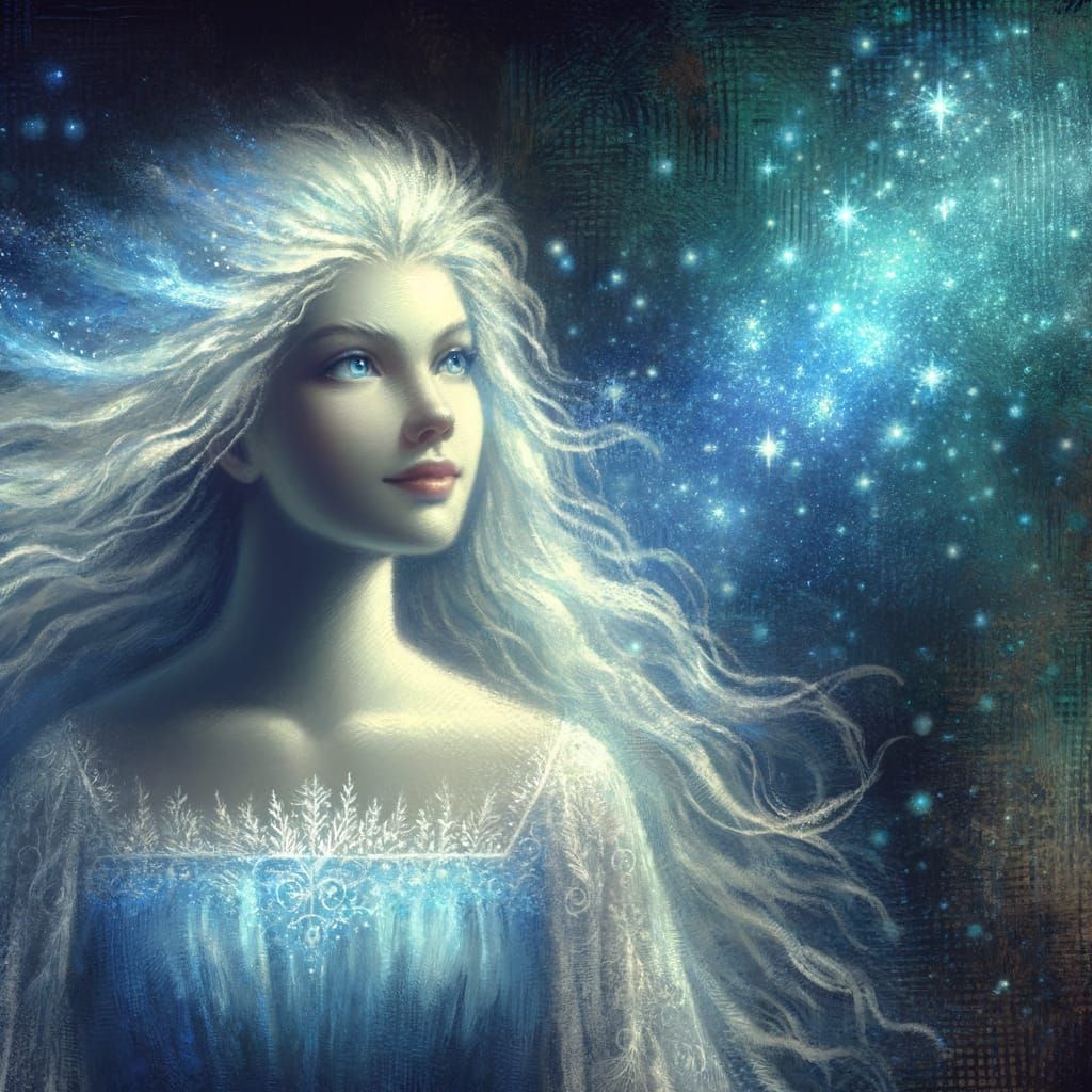 Ethereal Woman with Glowing Blue Aura in Impressionist Style