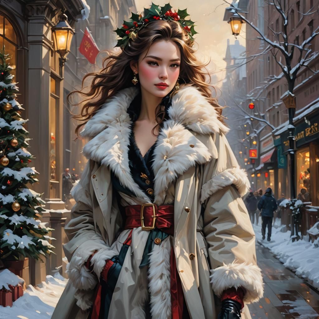 Christmas Belle Portrait in Classical Painting Style