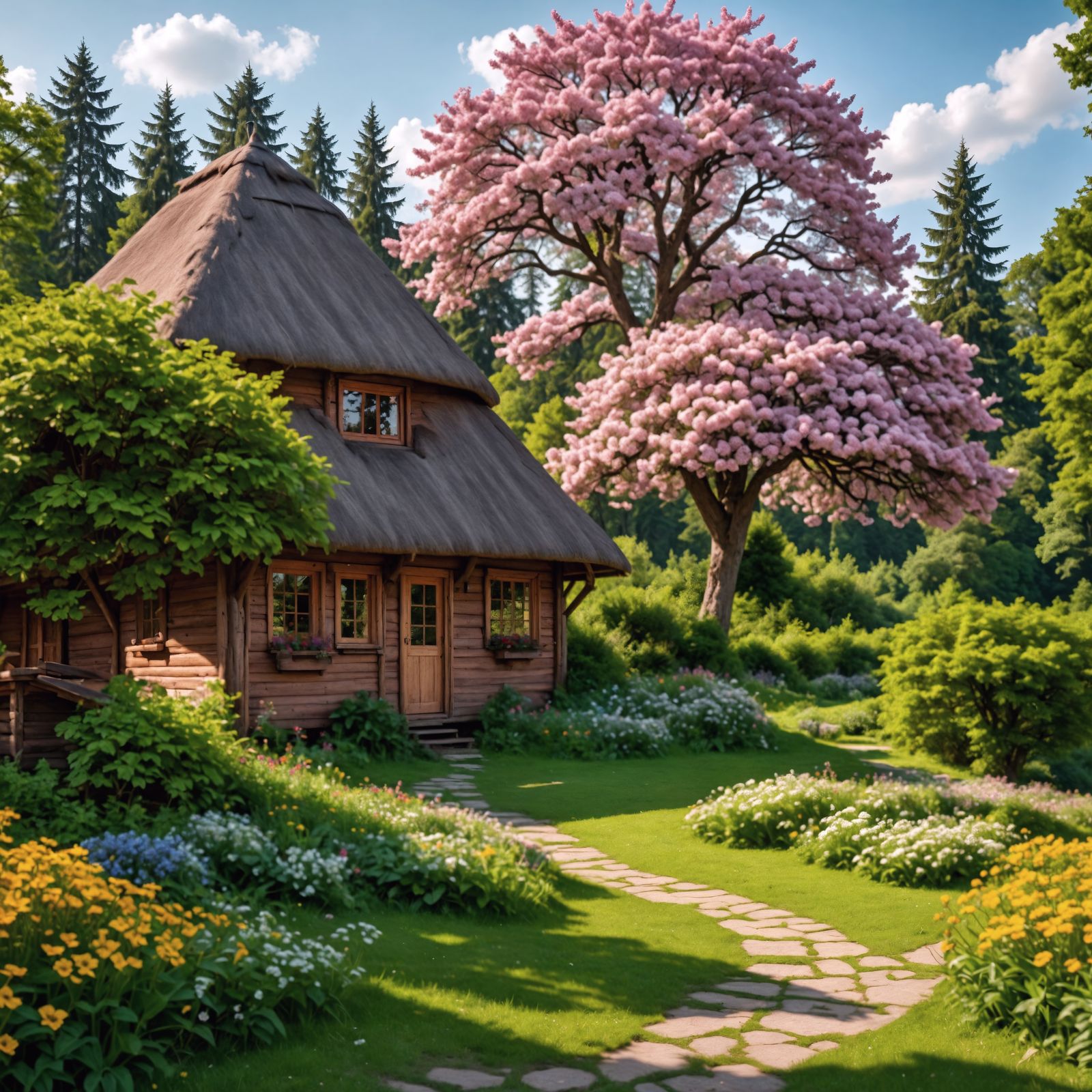 A Hyperrealistic House-Hut Hybrid in Nature's Embrace