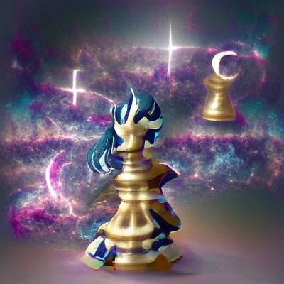 Celestial Chess Set in Cosmic Scene