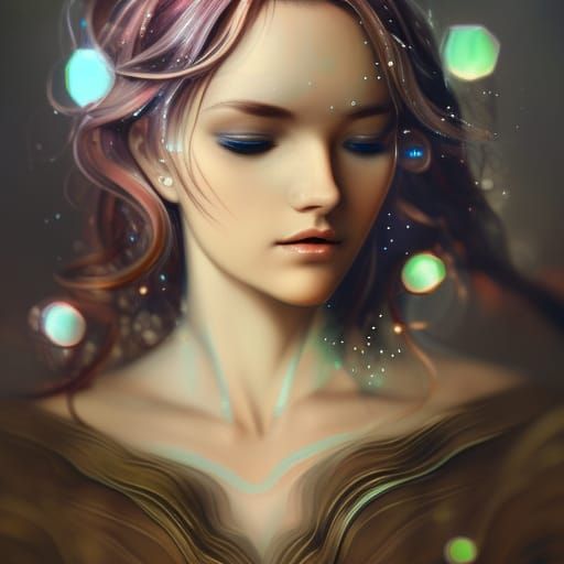 Enchanting Forest Fairy Portrait in Art Nouveau Style