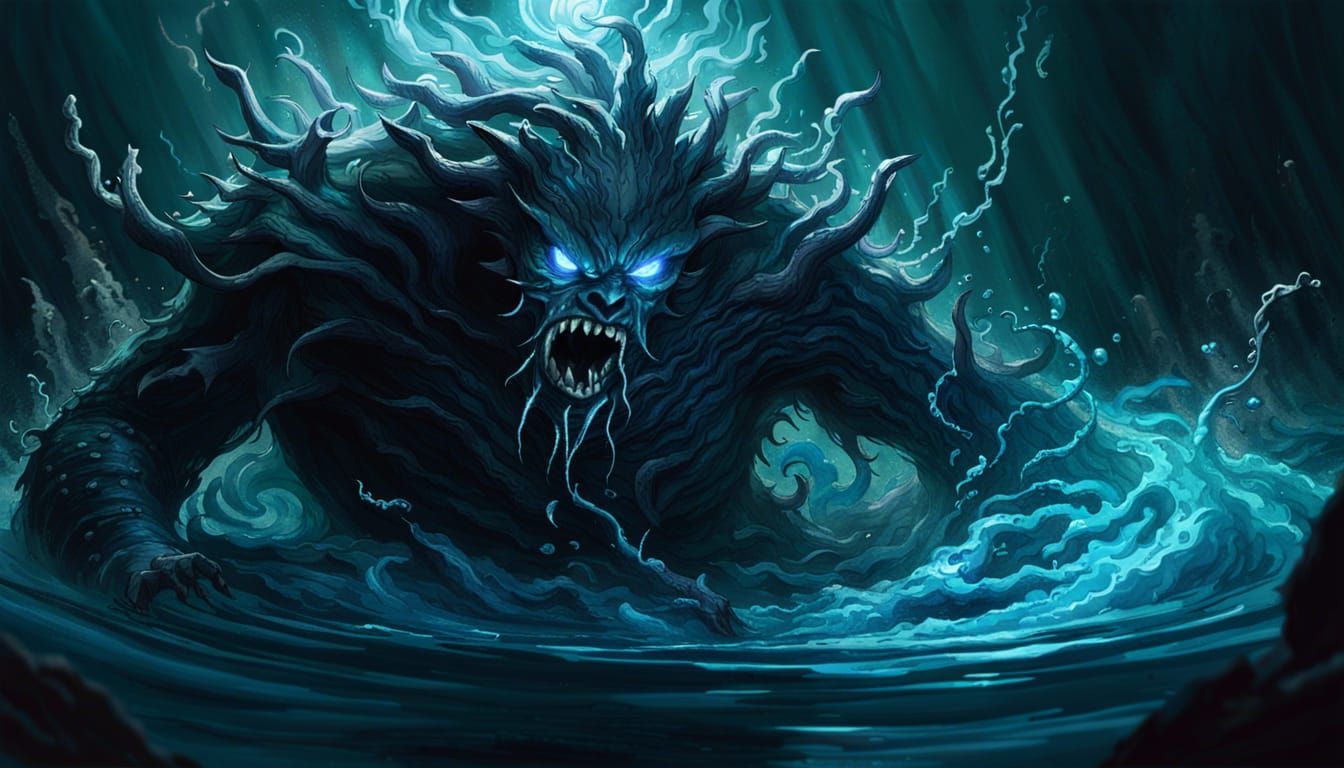 Sinister Water Elemental in Dark Fantasy Style