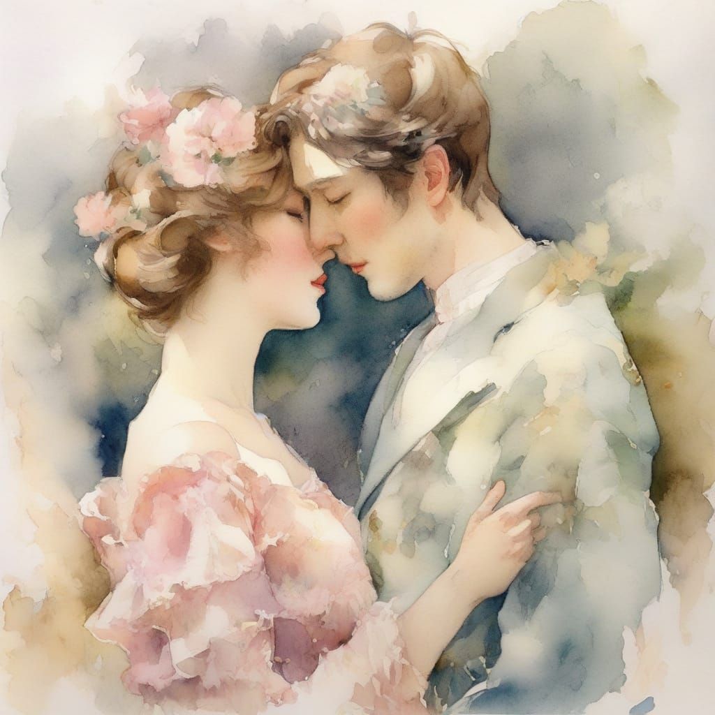 Elegant Whimsical Watercolor Portrait