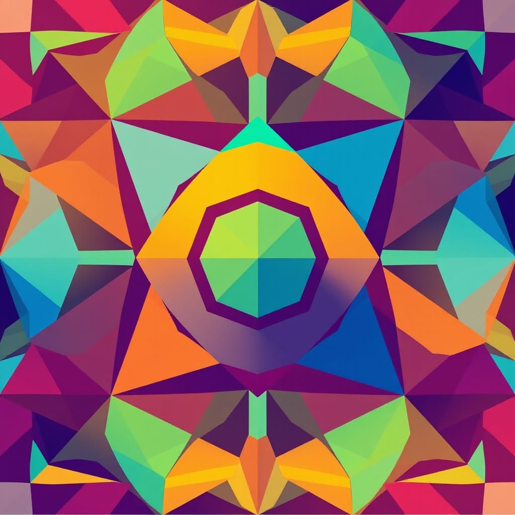 Bold Triadic Geometric Patterns in Screen Print Style