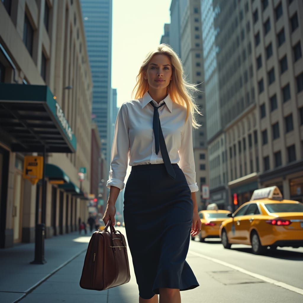 Hyper-Realistic Photo of Woman in Business District