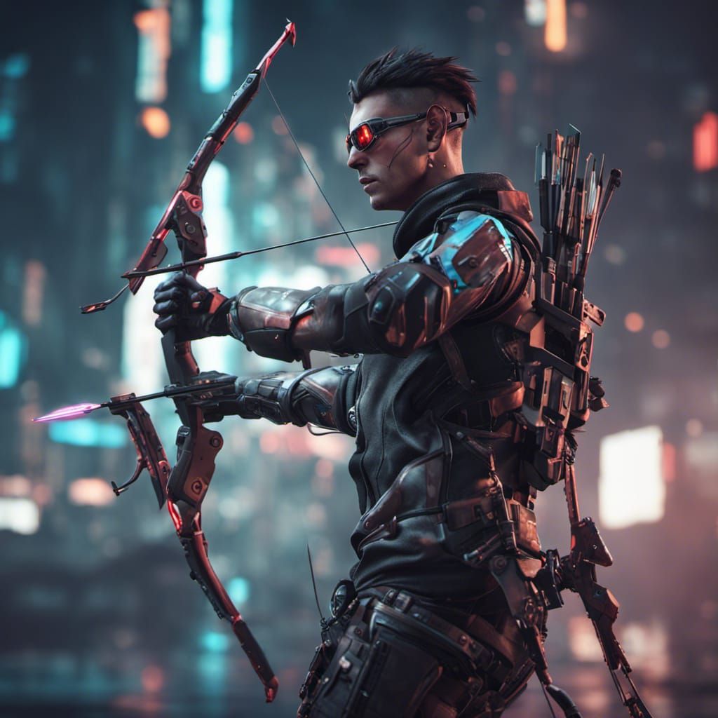 Cyberpunk Archer: 3D Game Cinematic Character