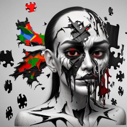 Fragmented Male Face in Digital Collage Style