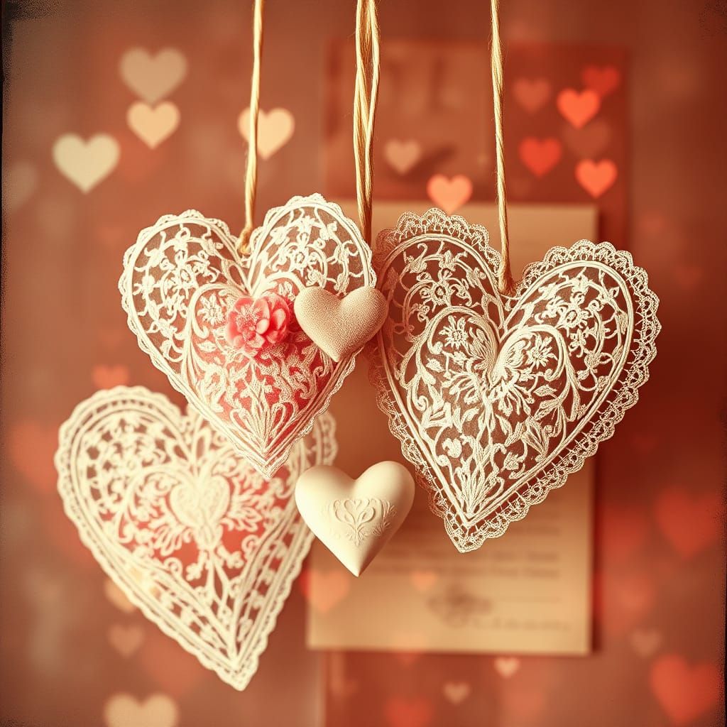 Ethereal Victorian Lace Valentine Hearts