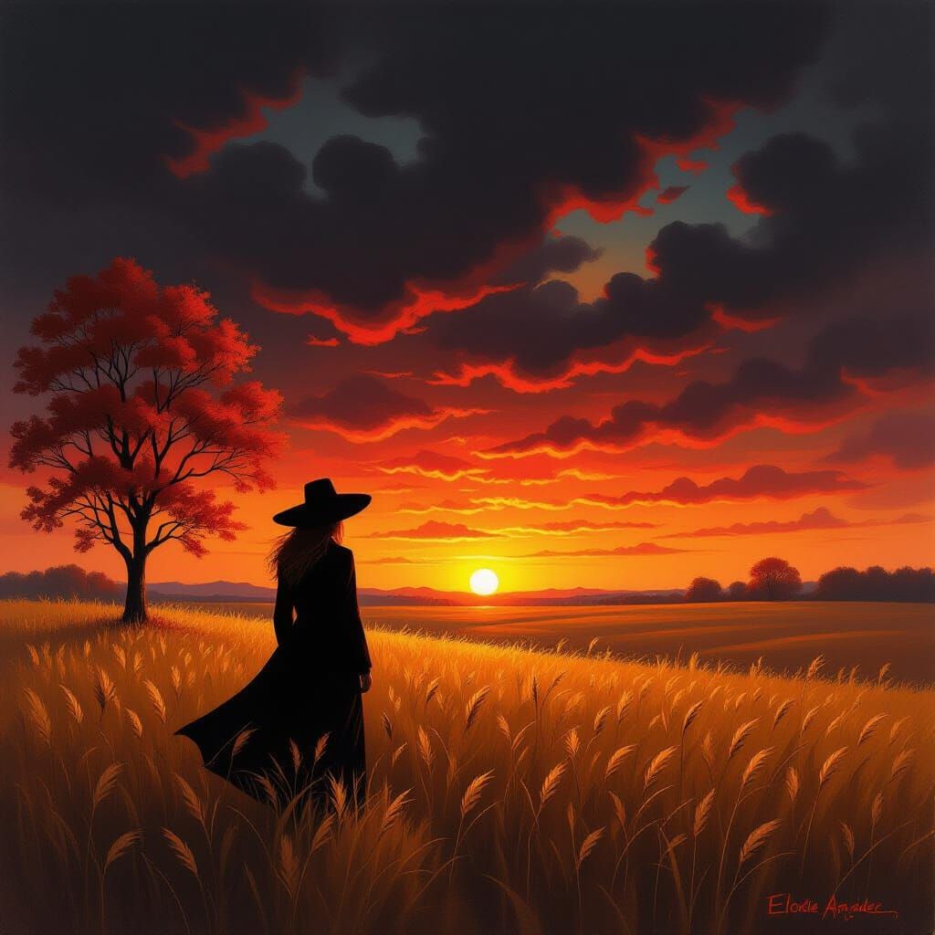 Twilight Dream World: Dramatic Oil and Soot Painting