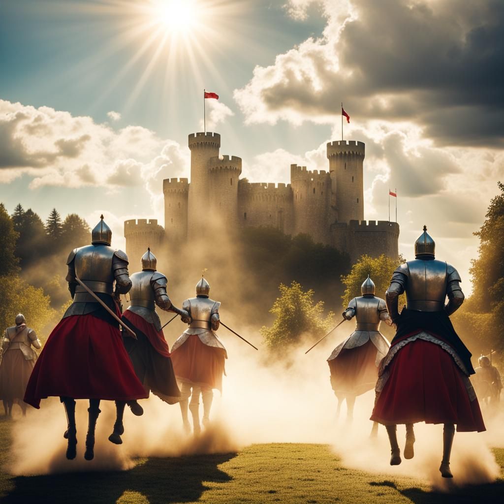 Picturesque Jousting Tournament in Bright Sunshine