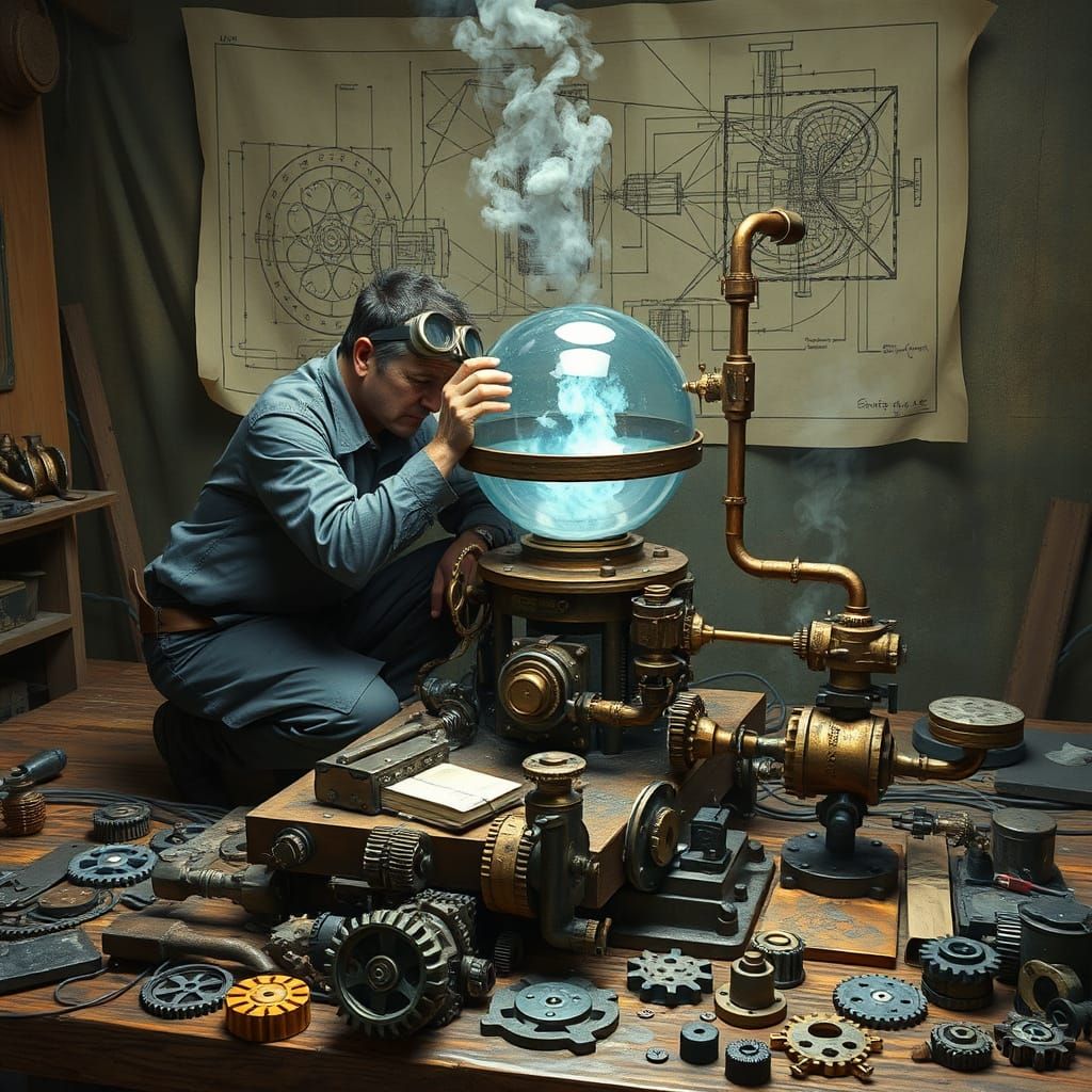 Steampunk Inventor Assembles Mechanical Marvel