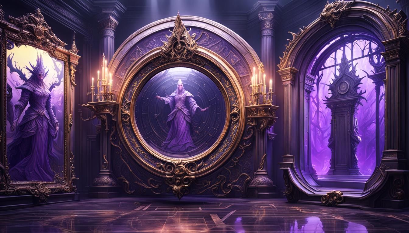 Terrifying Magic Mirror, Dark Fantasy Concept Art