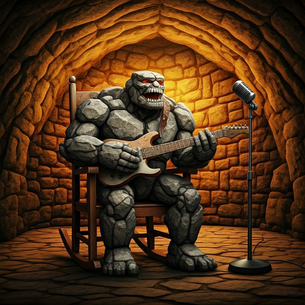 Rock Golem Rocking Out in Stone Cave