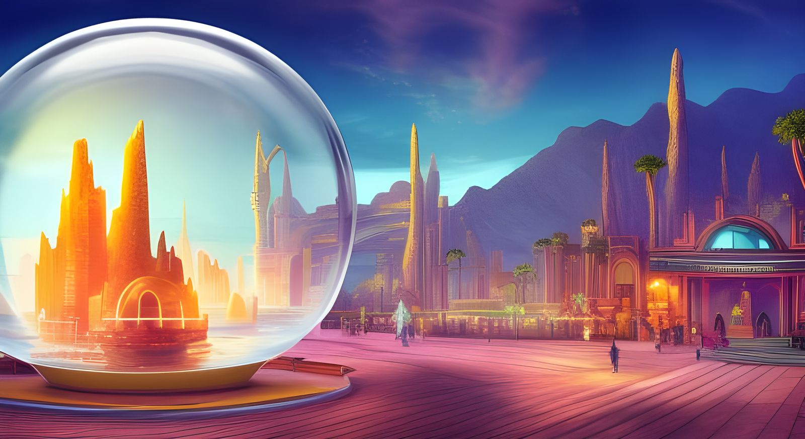 Atlantis in Glass Dome: A Fantasy Art Vision