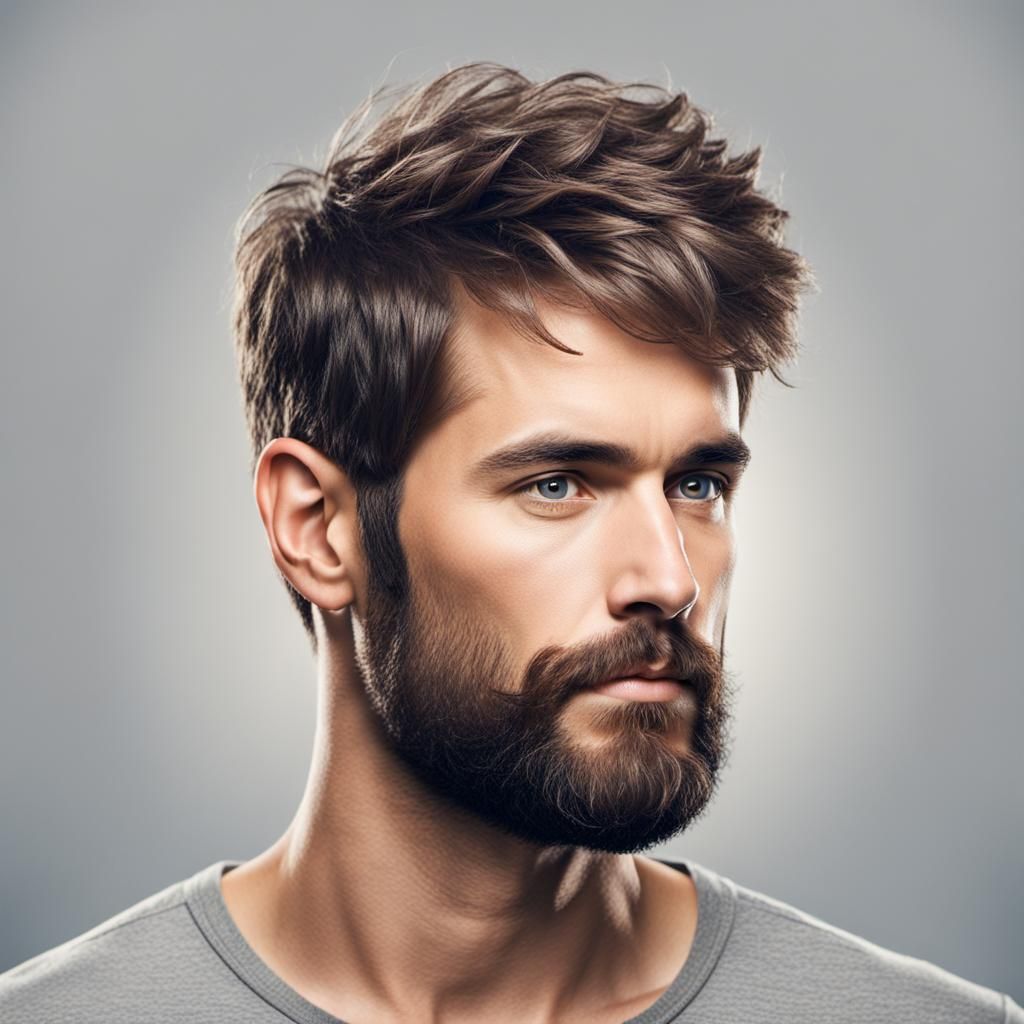 Gentle Bearded Man Expressing Seriousness
