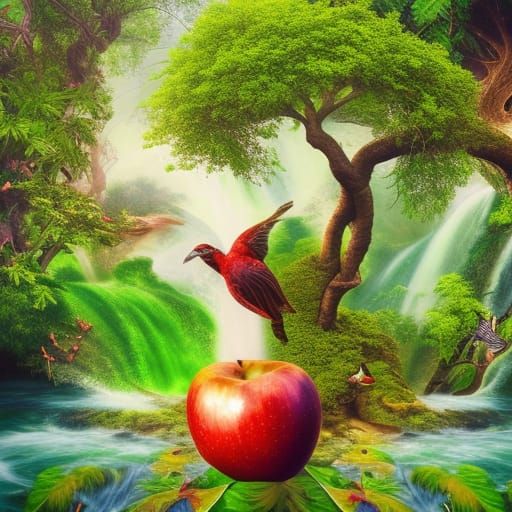 Eve in the Garden of Eden: Hyperrealistic Paradise