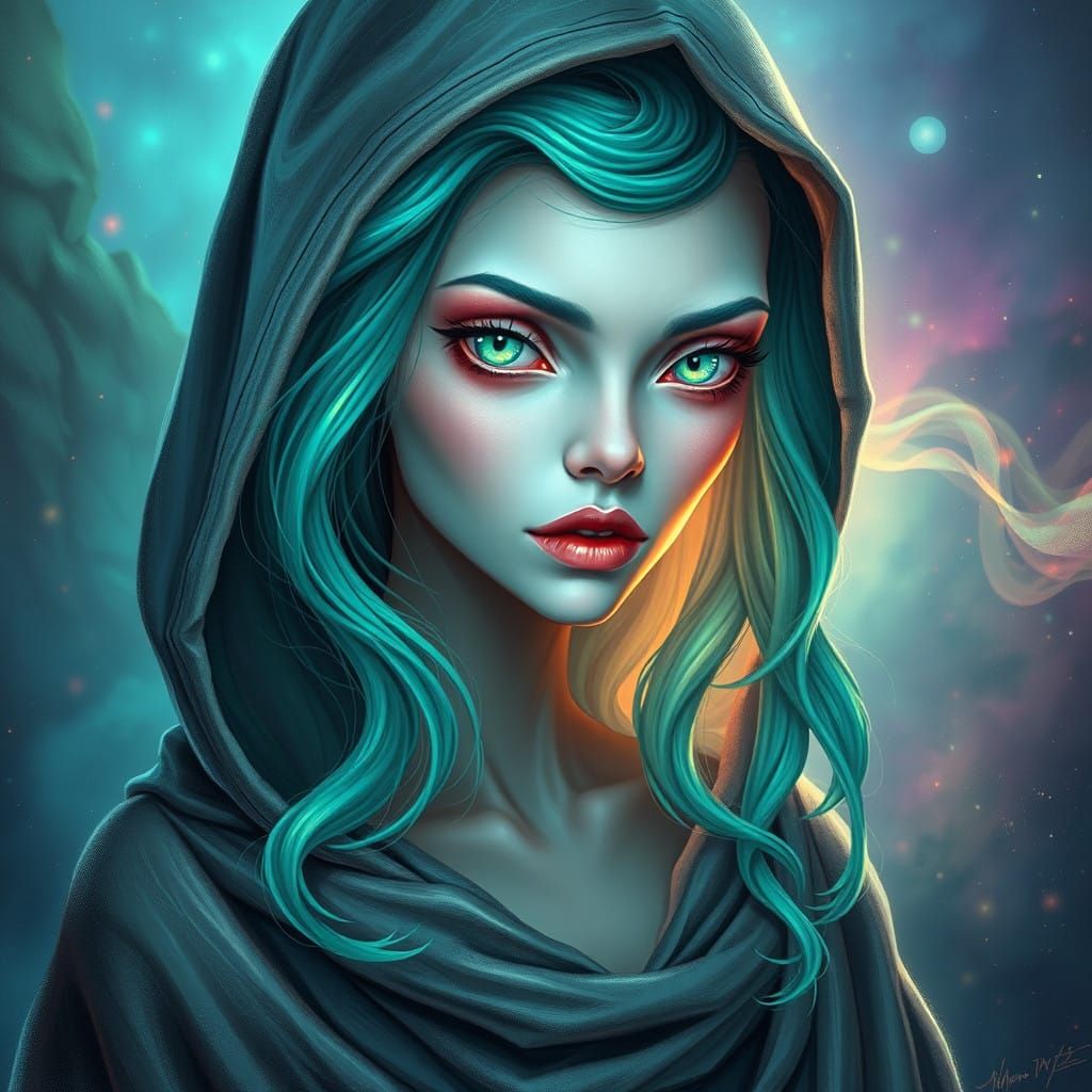 Luminous Alien Goddess in Biomechanical Futurism