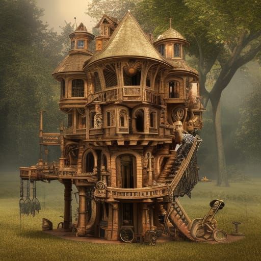 Steampunk Haunted Treehouse with Sparks