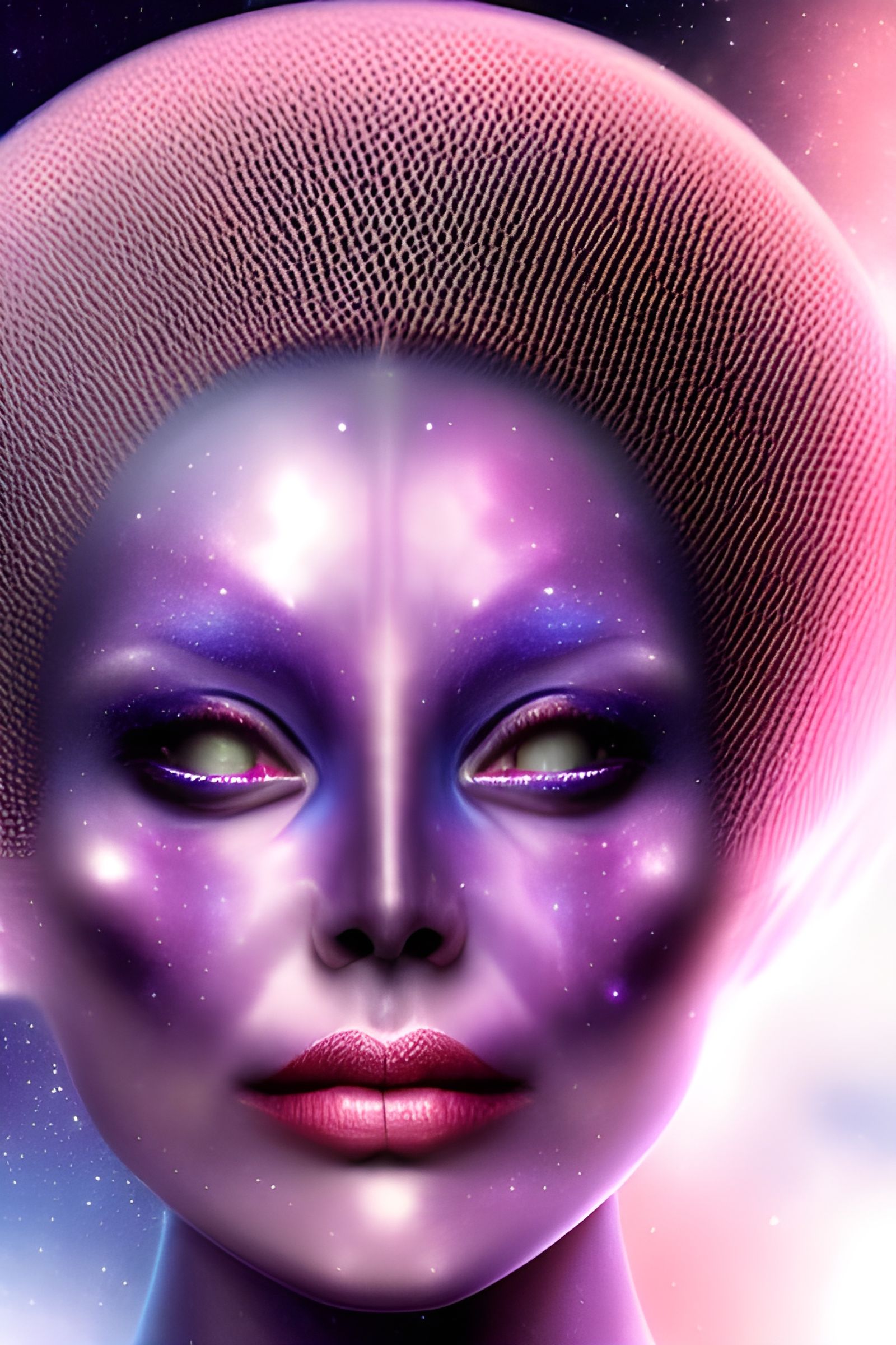 Galaxy Skinned Alien Woman Portrait: Detailed Matte Painting
