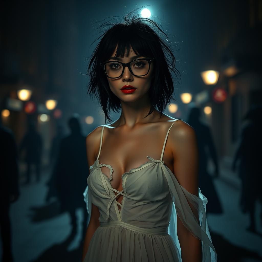 Ethereal Vampire in Dystopian Halloween Night