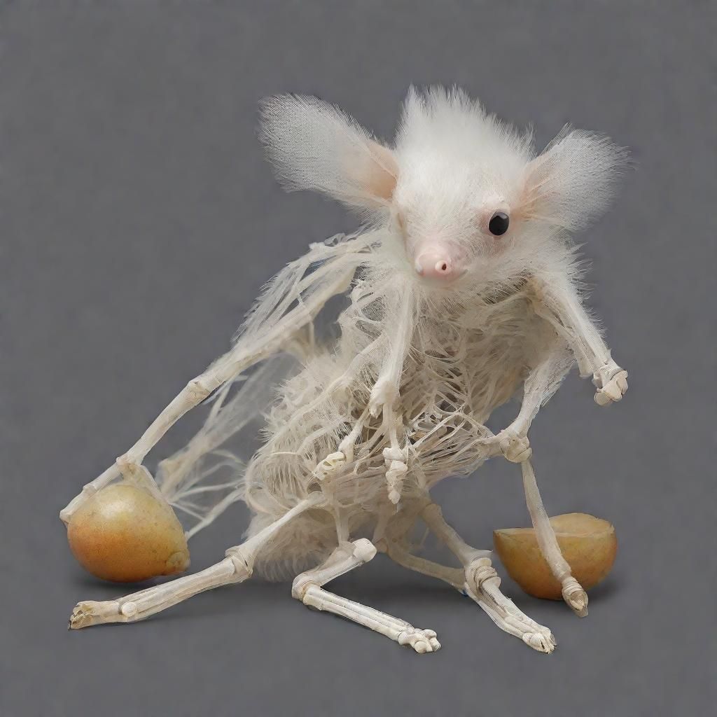 Fluffy White Fruit Bat Skeleton
