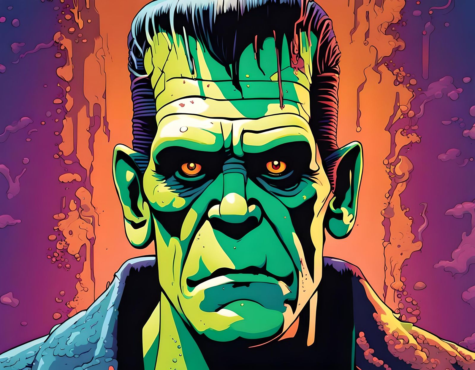 Frankenstein's Monster Poster Art in Hyperrealistic Style
