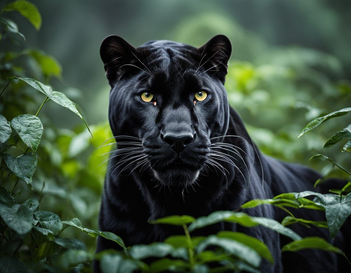 Majestic Black Panther in Jungle Fine Art Photography