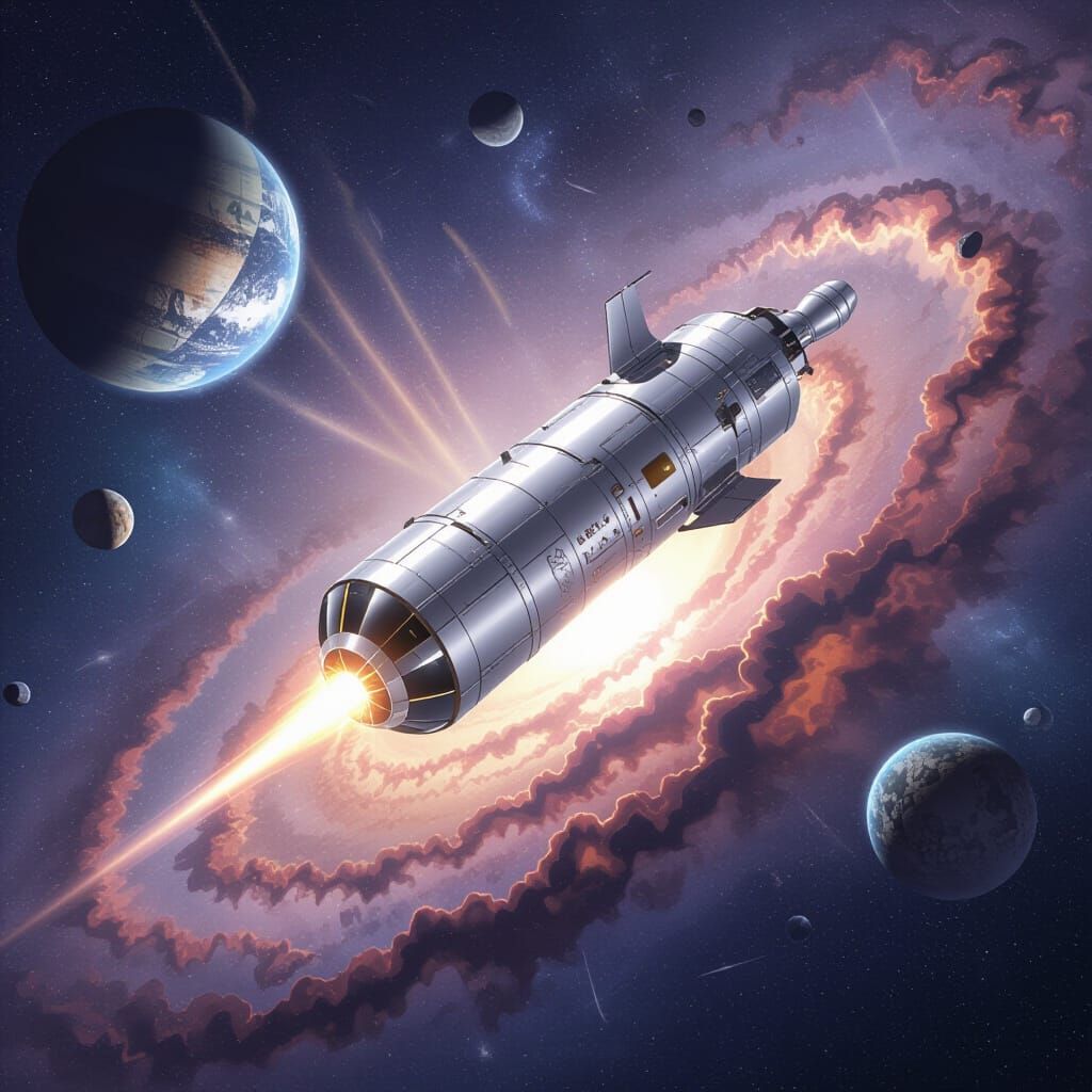 Joyful Human and Metallic Robot in Cartoon Style