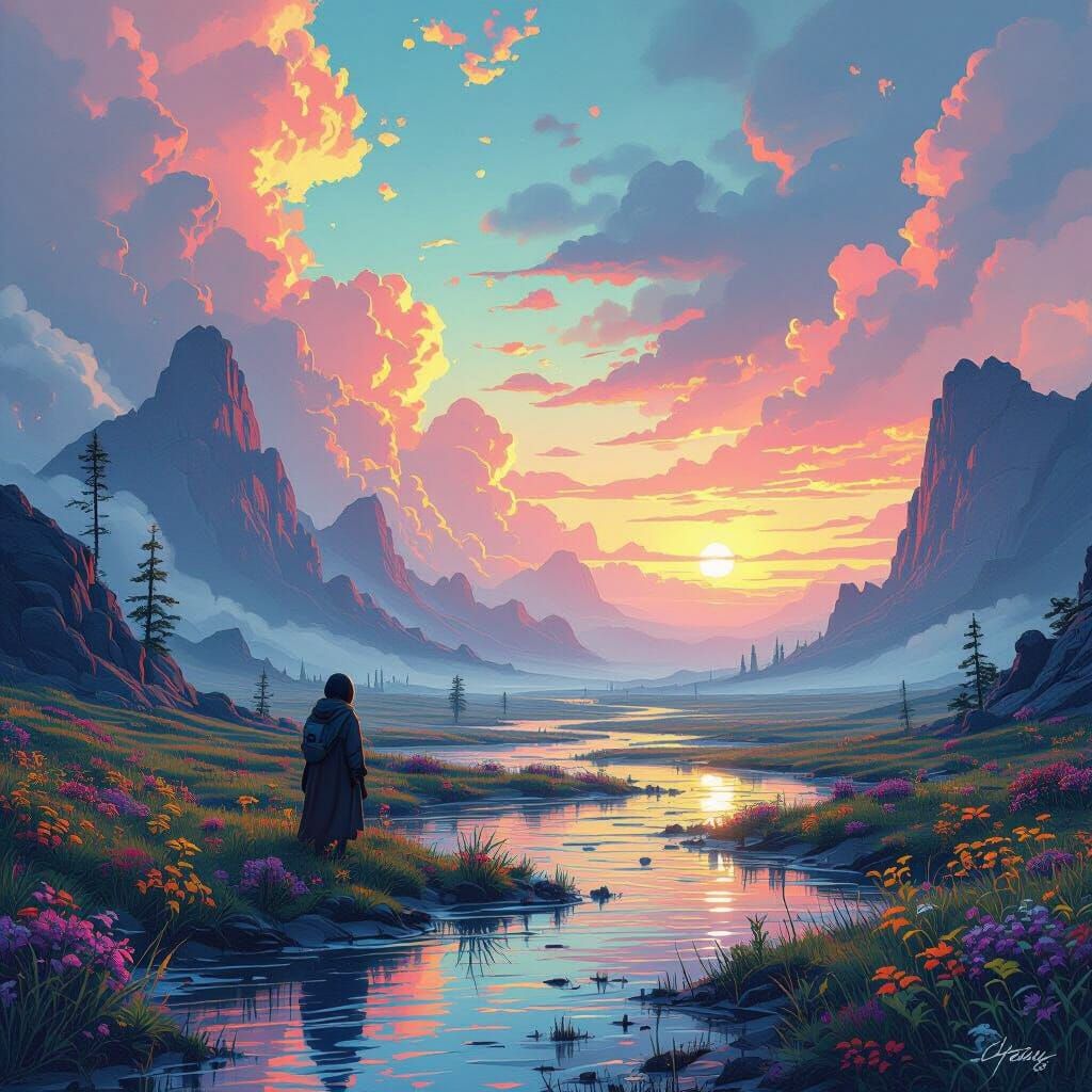 Dreamlike Scene in Surreal Digital Art Style